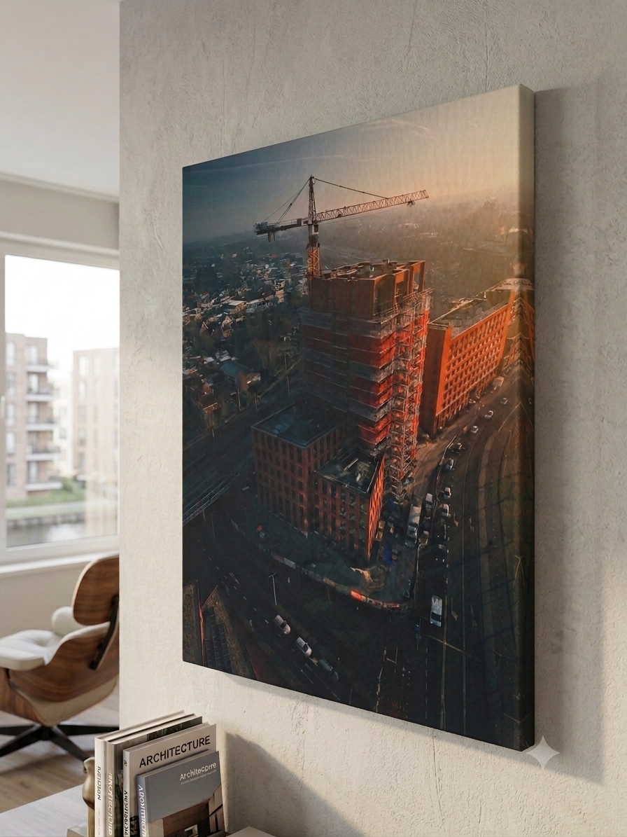 Canvas van Kop van de Handelskade Deventer, wanddecoratie DutchDroneBird